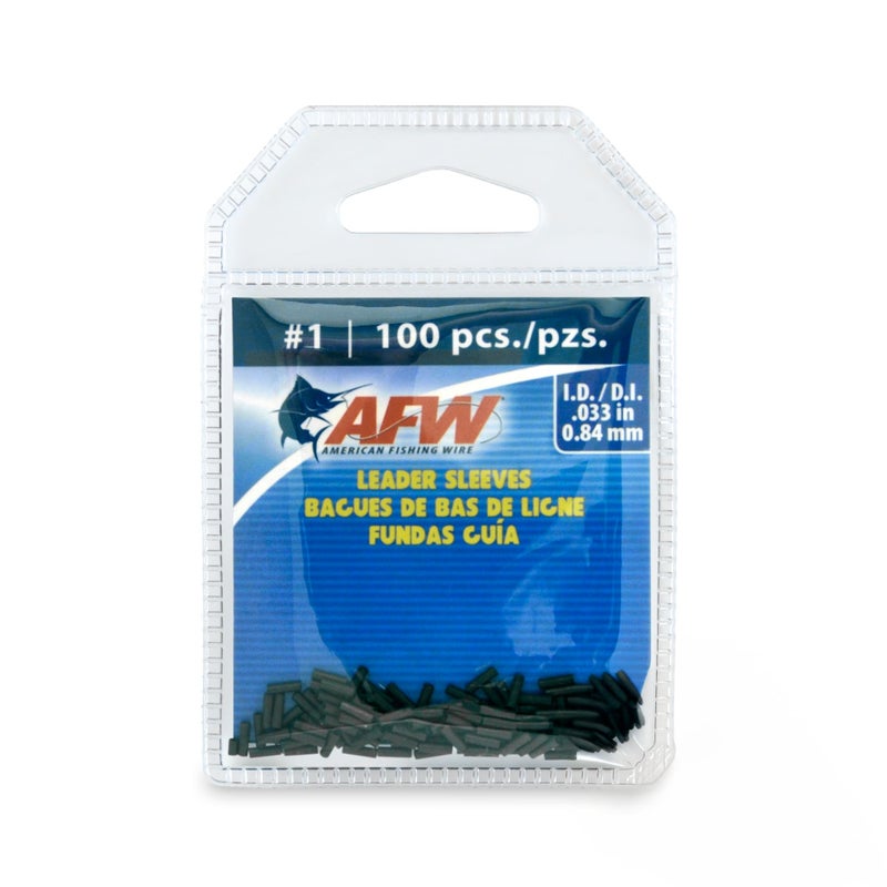 AFW American Fishing Wire Single Barrel Crimp Sleeves, Size #1/.033", Black, 100 pc - Image 1